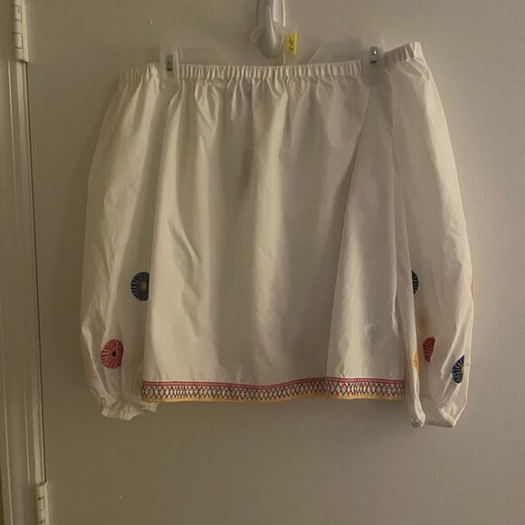 NWT Madewell Women’s Embroidered Off the Shoulder Top White Long Balloon Sleeve - Picture 8 of 9